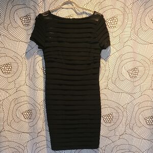 Adrianna Papell Black Bodycon Short-Sleeve Dress